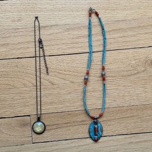 Turquoise and Red Beaded Necklace